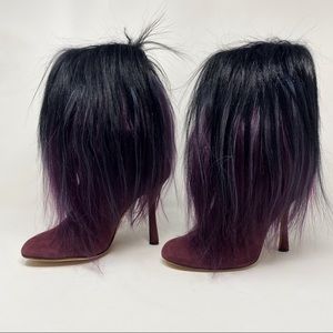 Oscar De La Renta Fur Suede Booties